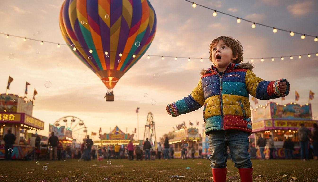 Child looking at hot air balloon
