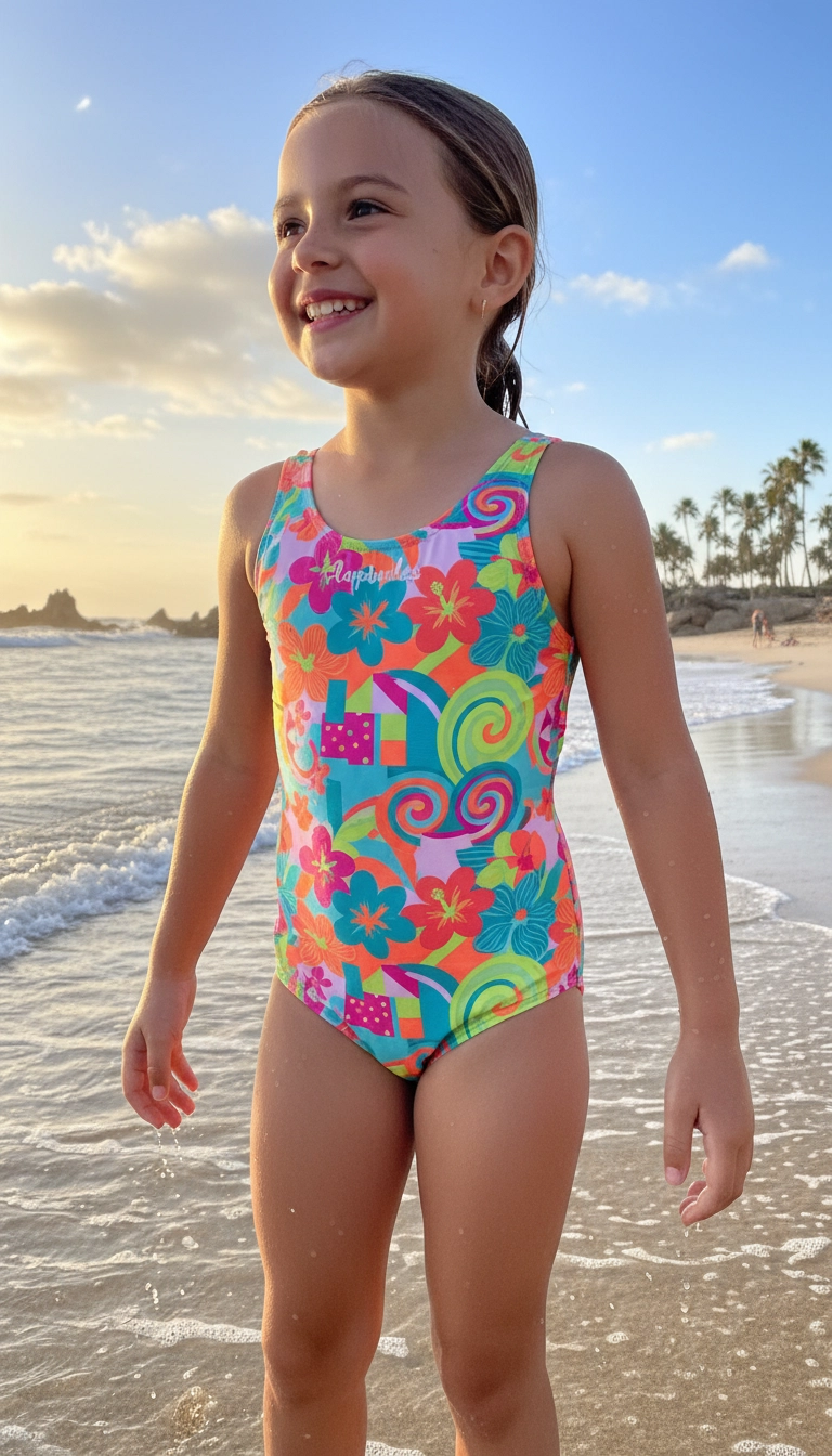 Girl in Flapdoodles swimsuit